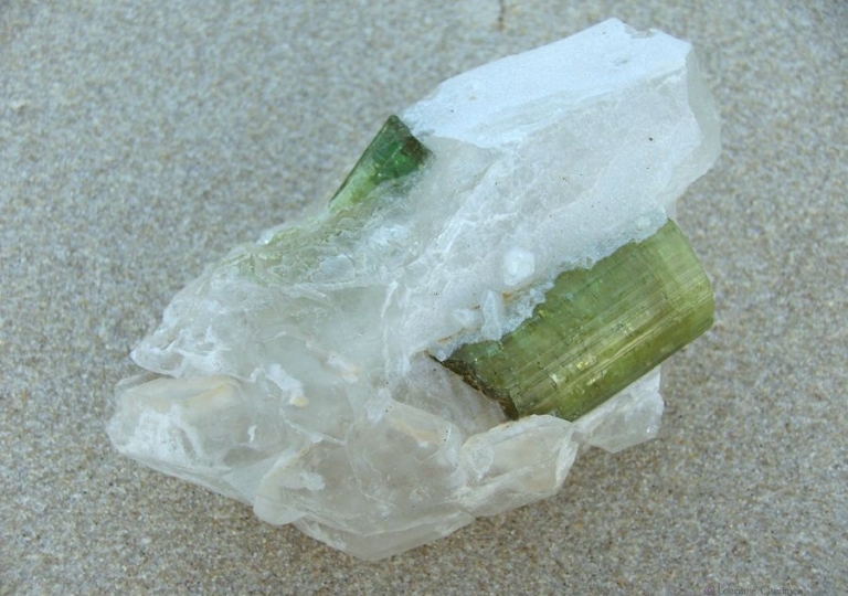 Green Tourmaline in Quartz